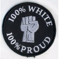 100% White 100% Proud Embroidered Patch