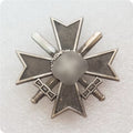 German WW2 Iron Cross & Swords 1939 Antique or Silver Pin Brooch