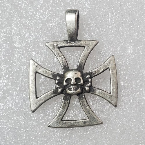 Iron Cross Totenkopf 925 Silver Death Skull Pendant